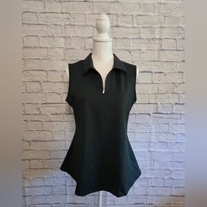 Sleeveless  Zip-Up Women's Golf Shirt Hunter Green